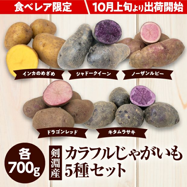 【食べレア限定】【数量限定】剣淵産 カラフルじゃがいも5種セット